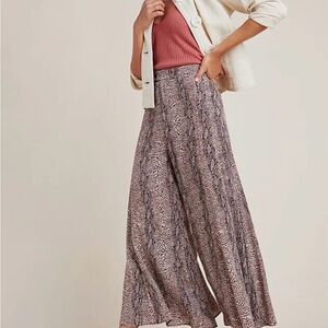 Anthropologie Snake Print Skirted Wide-Leg Pants